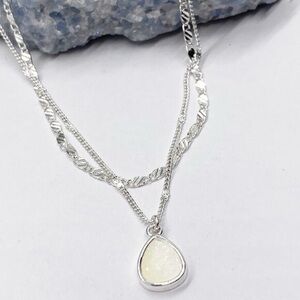 Luna Norte Druzy Quartz silver necklace set